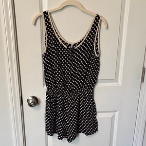 Polka Dot Sleeveless Romper - Black/White